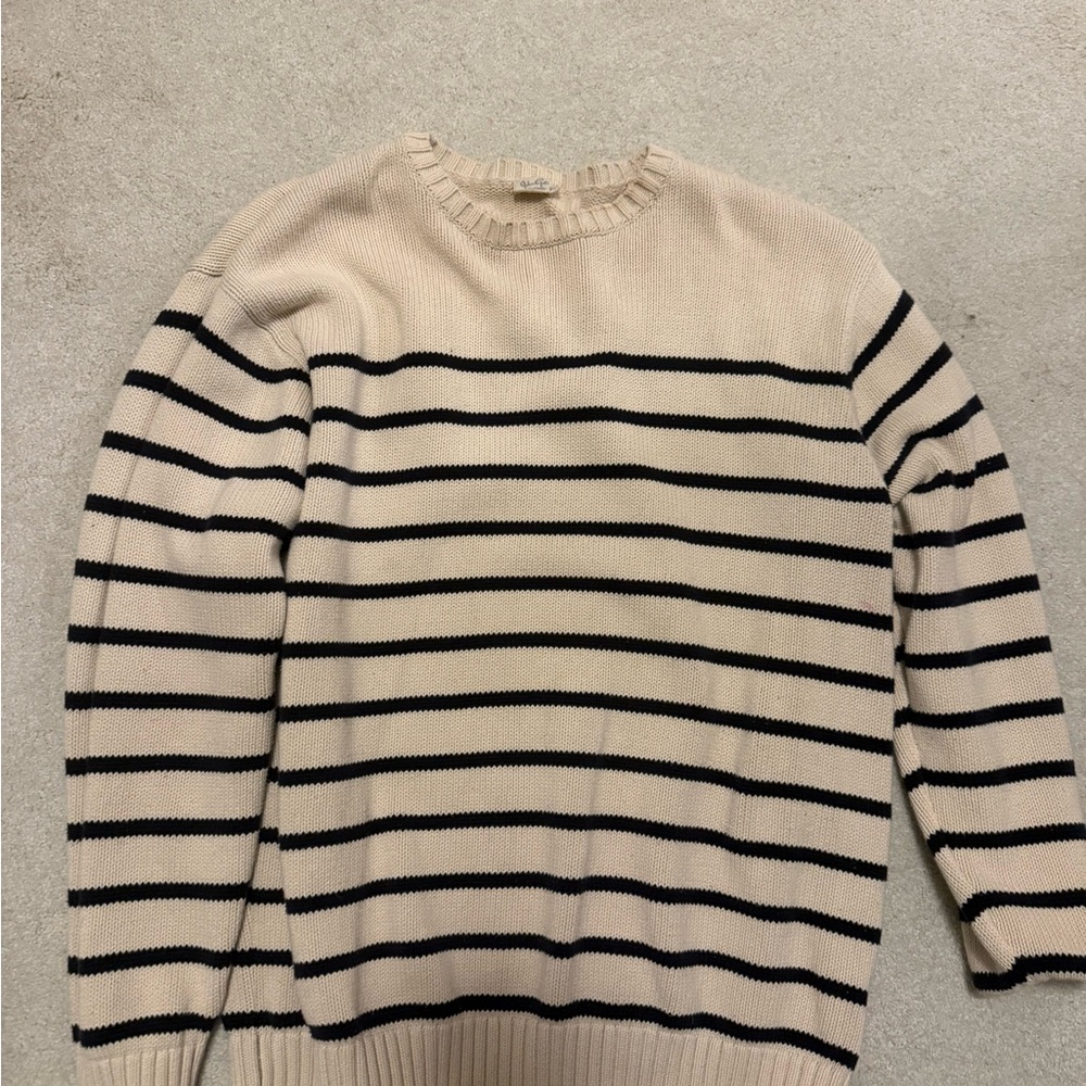 Brandy Melville Cream and Black Striped Sweater